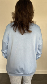 Sweater met ruches aan de mouw ijsblauw