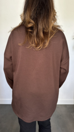 Sweater glitter gymp donker bruin