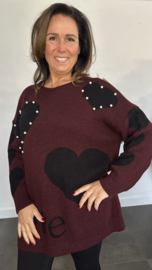Gebreide trui Love&Pearls bordeaux