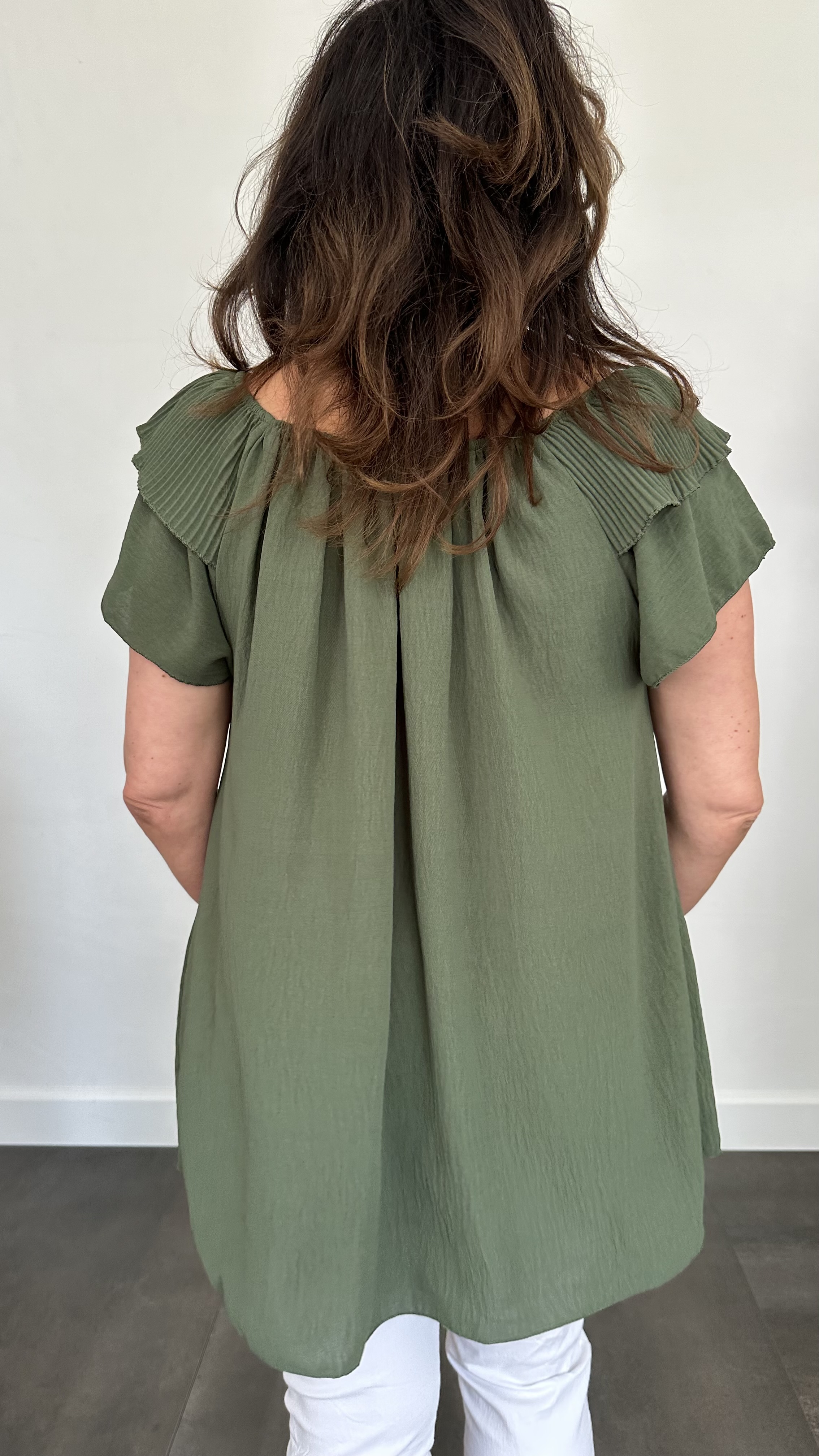 Top Kenza met plissé ruche army SALE