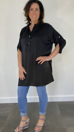 Lange blouse satijn look zwart