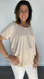 Ballon shirt travel met elastiek beige/zand