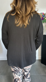Ribbel shirt met knopen zwart