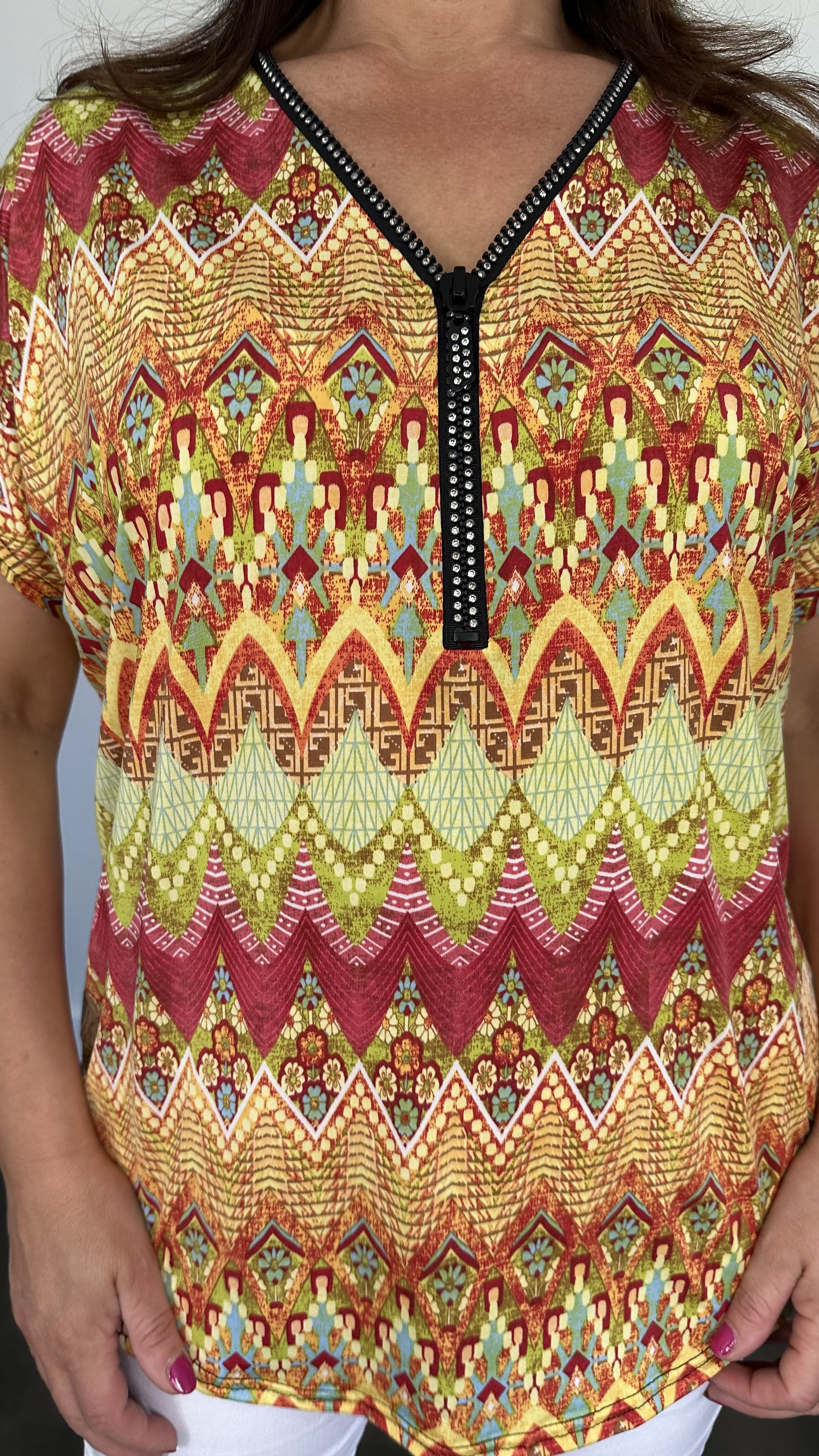 Shirt Zipp fantasy geel