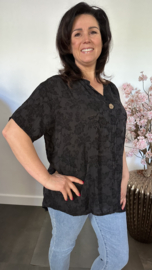 Blouse Silvi flowers Zwart