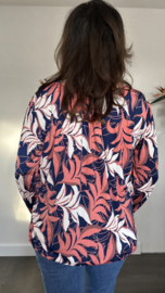 Ballon shirt met elastiek maria roze/ marine