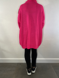 Gebreide trui met grove col pink neon