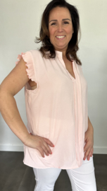 Top Elena met plisse ruche roze