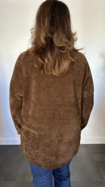 Baby rib sweater met ketting choco bruin
