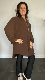 Tuniek Maya lange mouw +SIZE bruin