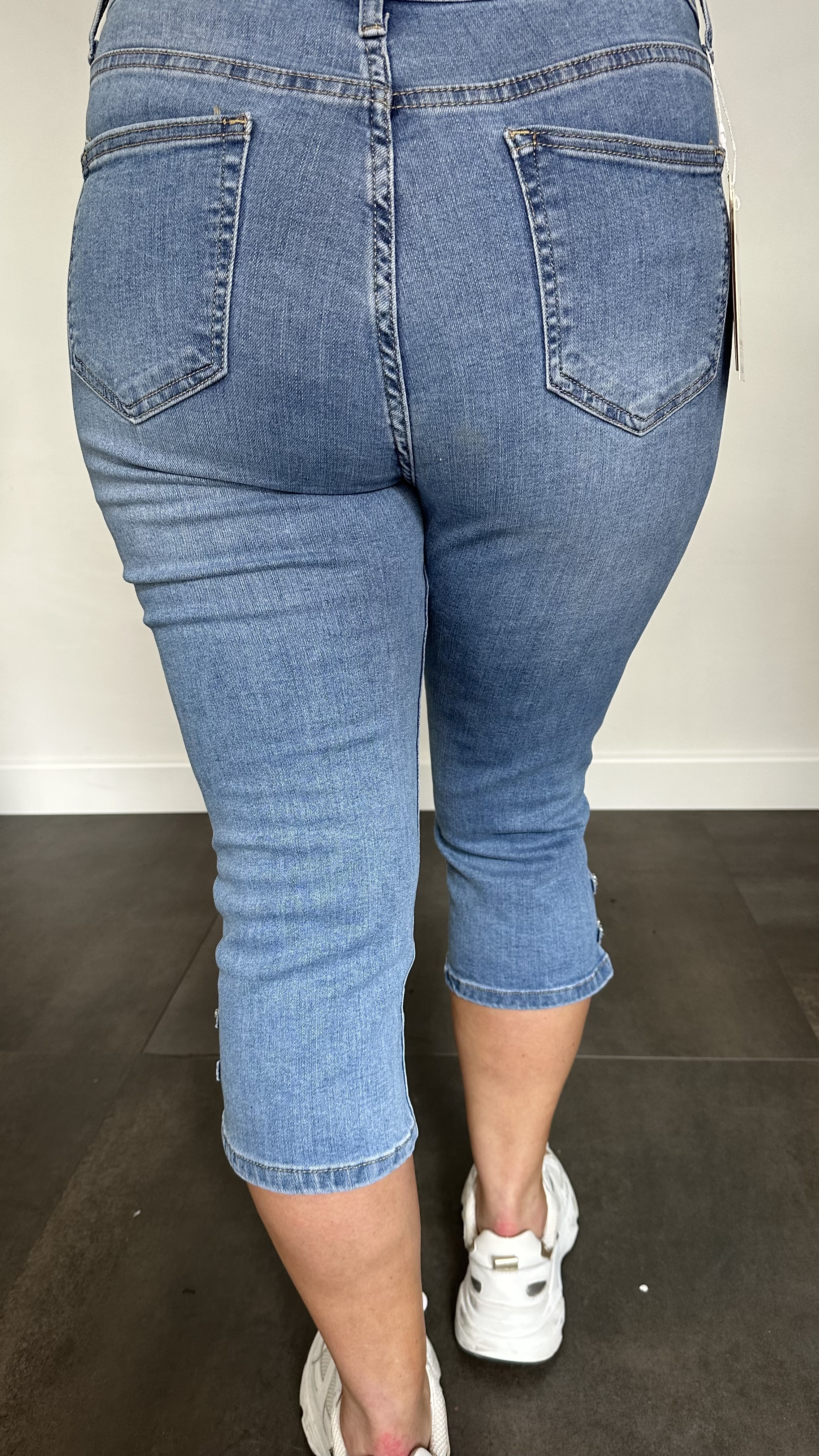 Capri stretch jeans met strass