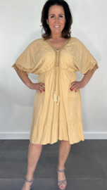 Korte jurk Roxy met elastiek camel