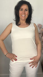 Hemd met brede schouderband ribbel Ecru