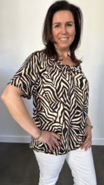 Ballon shirt met elastiek jungle zebra zwart (+size)