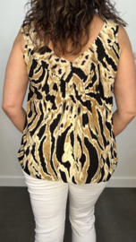 Ballon top met V-hals Wild tiger camel