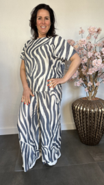 2-Delig comfy pak plissé Zebra Staalblauw SALE
