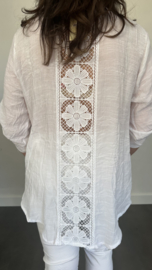 Blouse Alicia met pailletten en kant wit