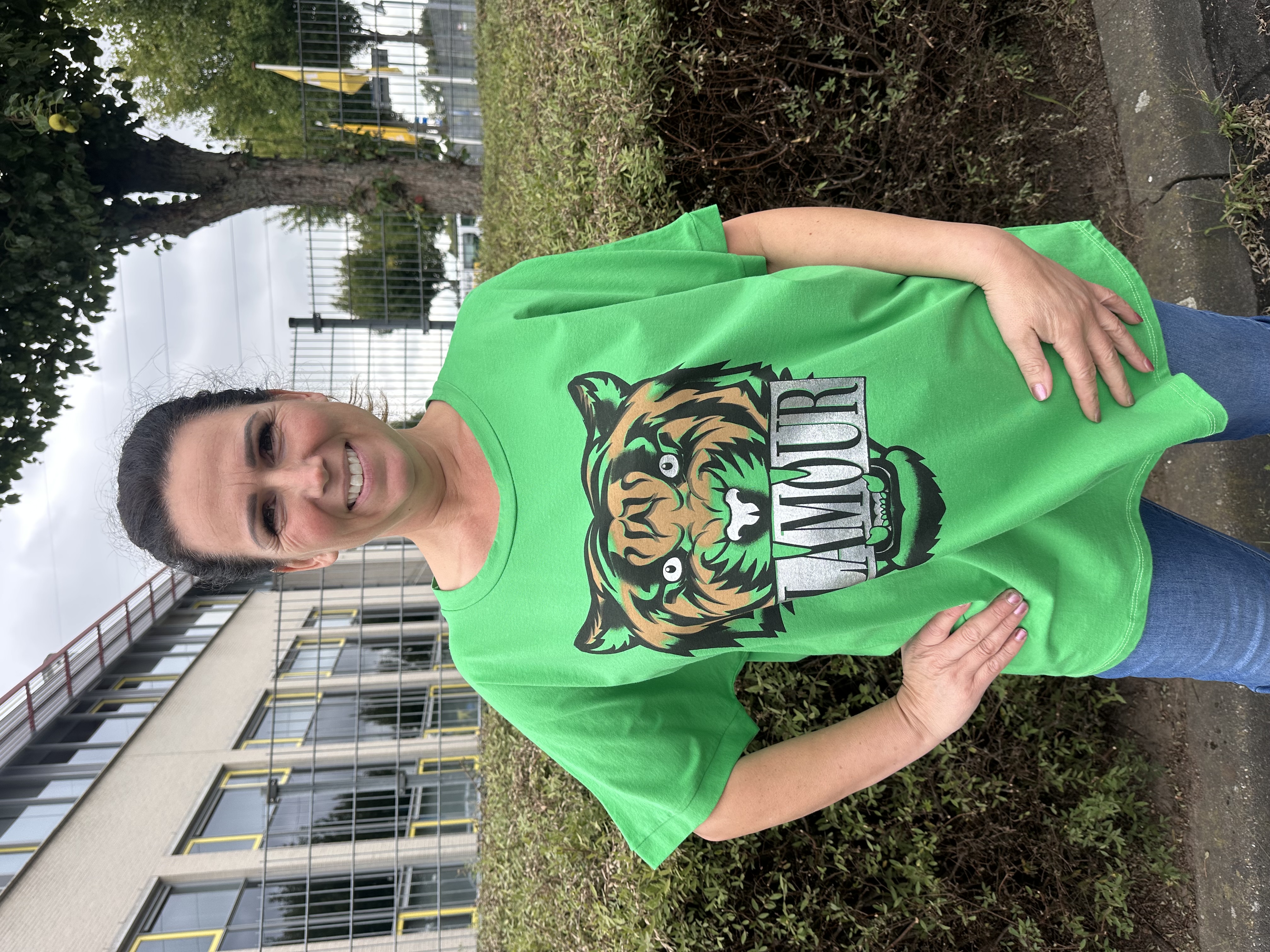 Oversized t-shirt Glamour appeltjes groen SALE