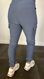 Cargo jogger in travel stof met elastiek jeans blauw