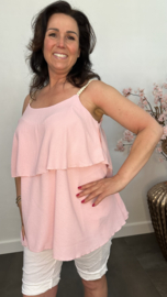 2-Laags top gevlochten schouderbandjes Roze
