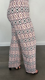 Broek met wijde pijp diamant roze
