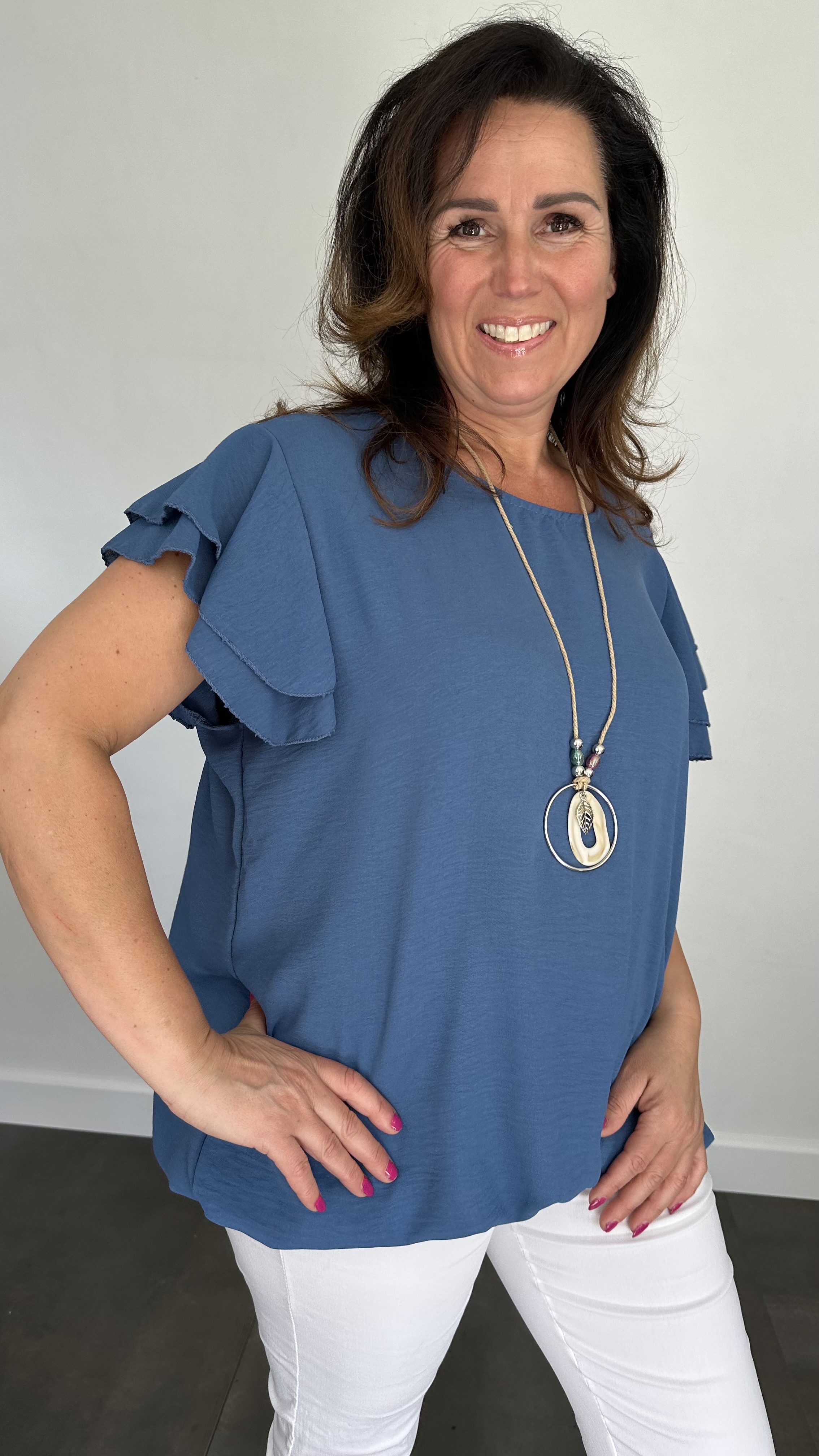 Shirt Celine met ketting jeans blauw +SIZE