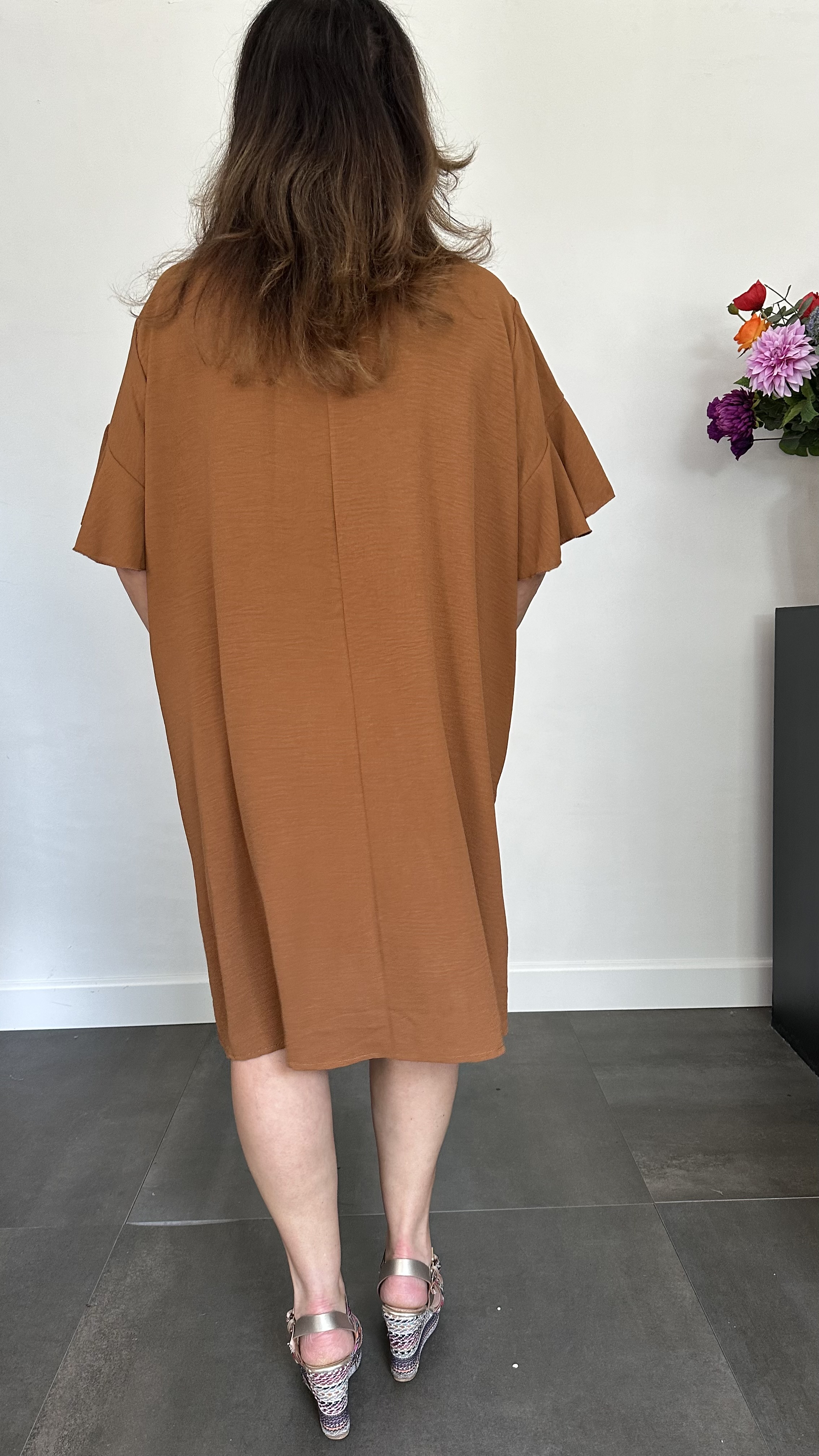 Jurk Niki +Size cognac