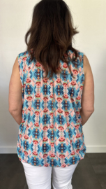 Ballon top graphic turquoise