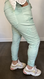 Joggjeans paisley geborduurd mint
