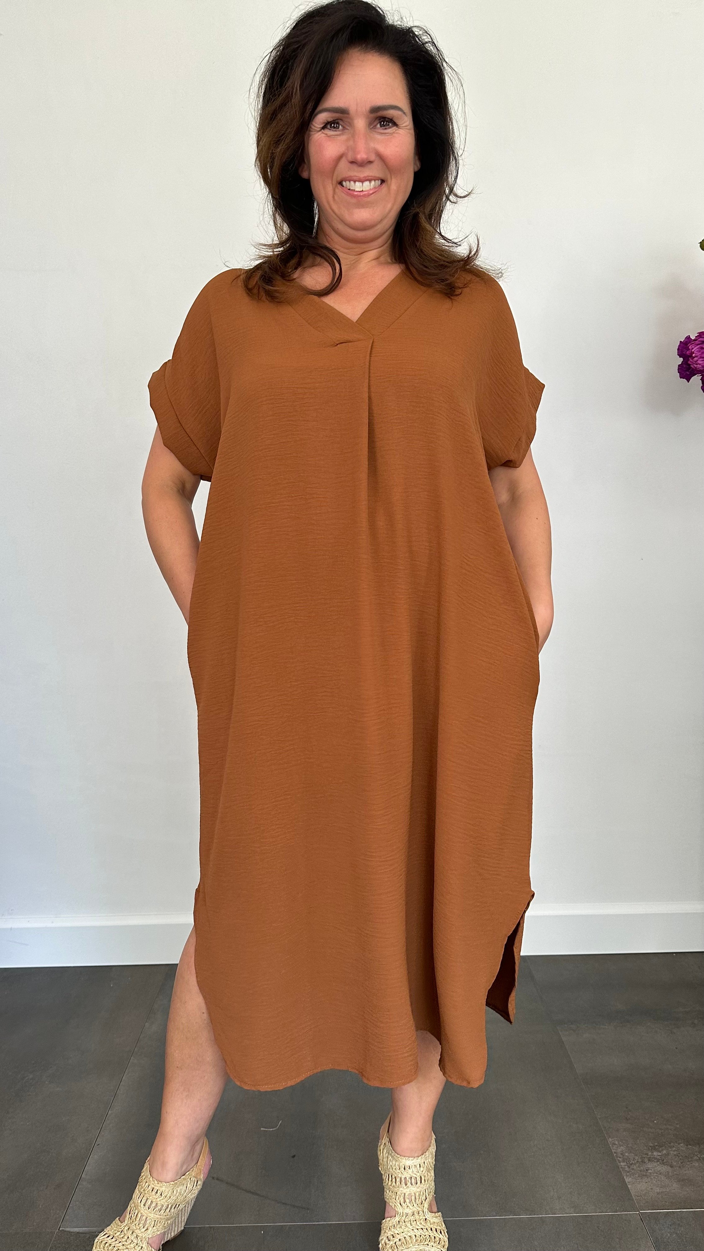 Jurk Maya +Size cognac