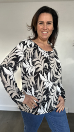 Ballon shirt met elastiek maria zand /zwart
