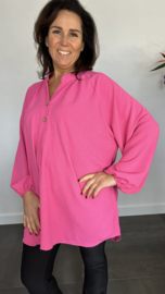 Tuniek met knoopjes crepe +SIZE fuchsia