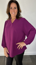 Blouse Tina met plissé pofmouw magenta