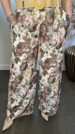Palazzo broek met bloemen Bruin