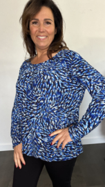 Ballon shirt met elastiek ocean blue (+size)