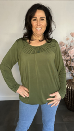 Ballon shirt travel met elastiek donker army