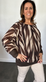 Blouse met boord lange mouw +Size Extra Bamboe bruin