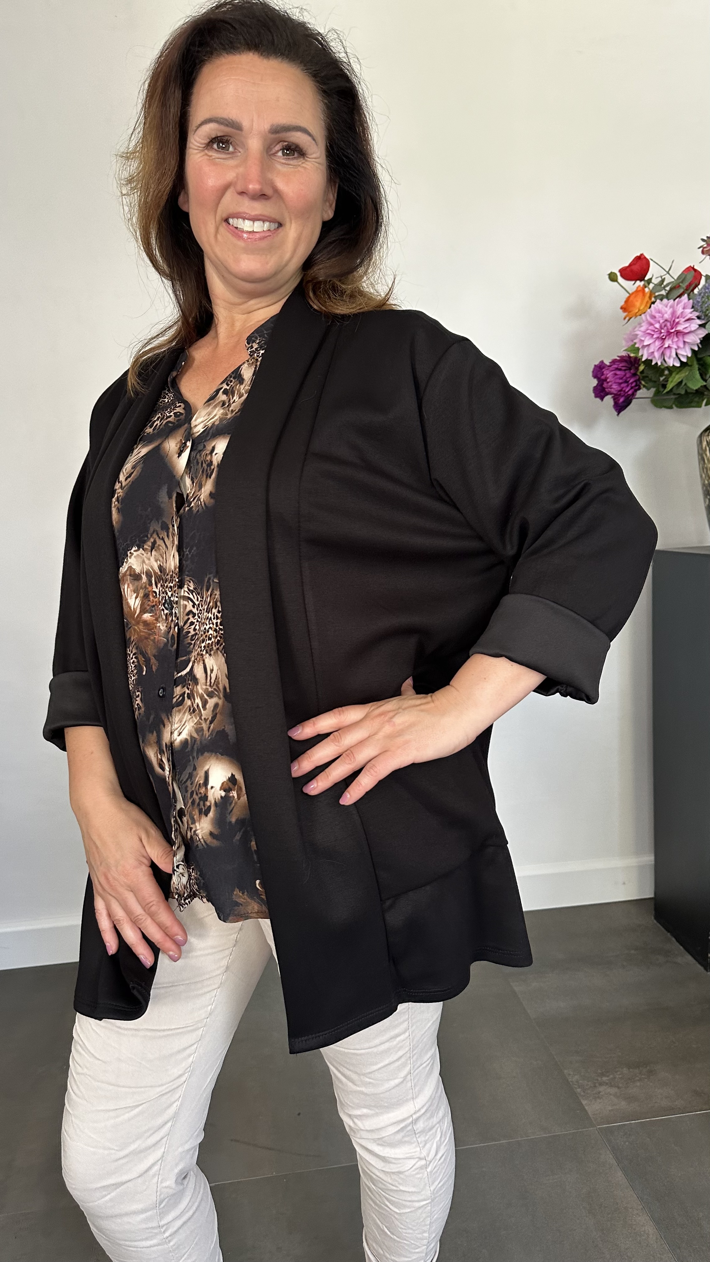 Vest Lisa met sjaalkraag +SIZE zwart