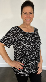 Ballon shirt met elastiek snake wave zwart wit