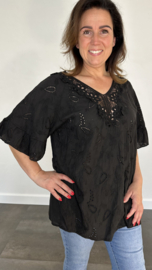 Broderie blouse Mira zwart