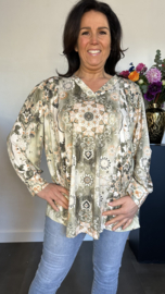 Soft shirt met v-hals en pofmouw Lotus army