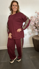 2-Delig comfy pak met panter bies Bordeaux