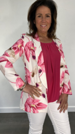 Gebloemd colbert fuchsia SALE