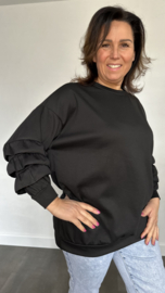 Sweater met ruches aan de mouw zwart