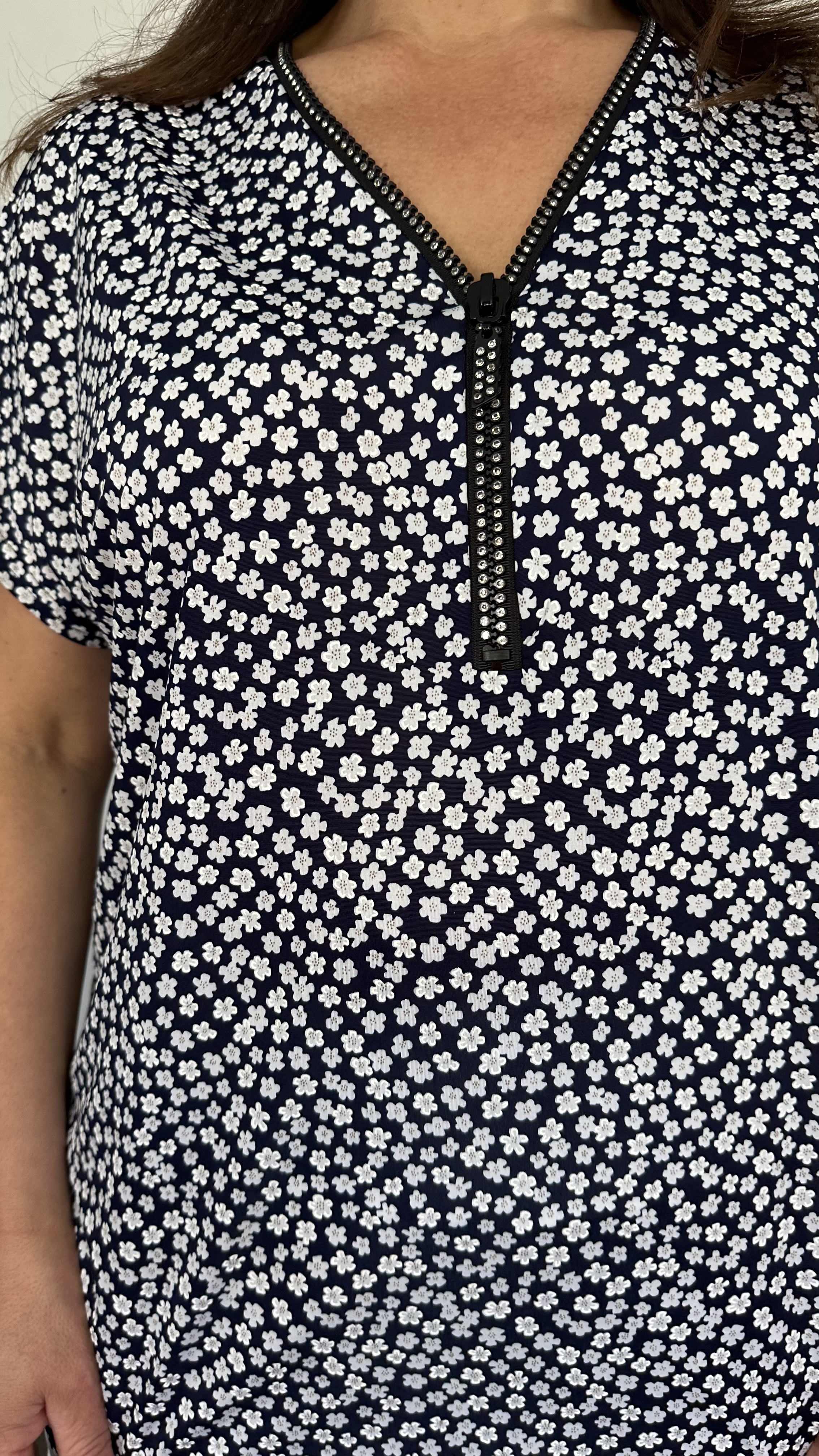 Shirt Zipp petit flowers marine