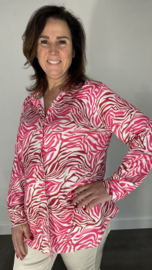 Stretch blouse travel zebra fuchsia