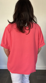Top Maya korte mouw +SIZE koraal