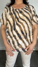 Ballon shirt met elastiek Zebra bruin