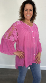 Blouse met kant Dana fuchsia