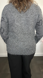 Gebreide trui met glitter hartjes Antraciet